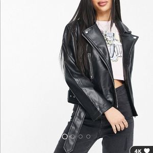 Urban Bliss faux leather moto jacket in black